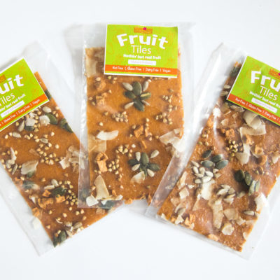 Delicious Fruit Tiles sprinkled with seeds, coconut and dried fruit